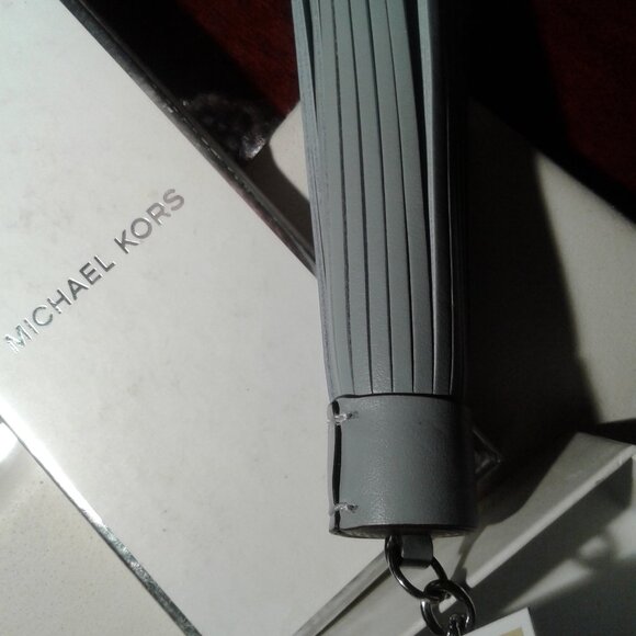 NEW!  Michael Kors Soft Light Blue Leather Fringe Keychain - Picture 6 of 9
